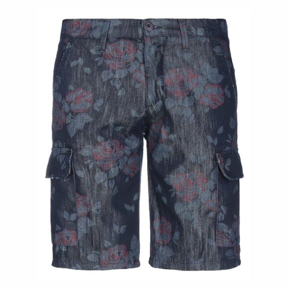 LIU •JO Mens Floral Blue Denim Jean Shorts 30 NWT - Picture 1 of 4